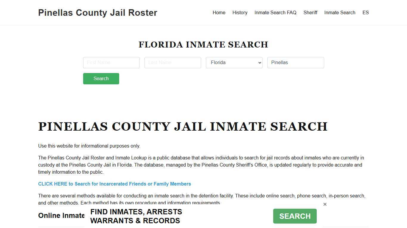 Pinellas County Jail Roster Lookup, FL, Inmate Search