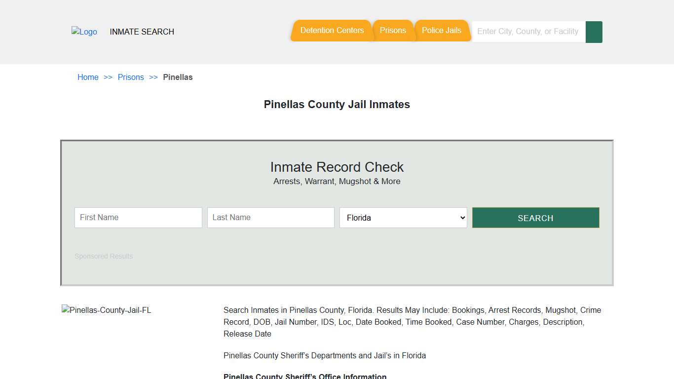 Pinellas County Jail Inmates | Florida Inmate Search